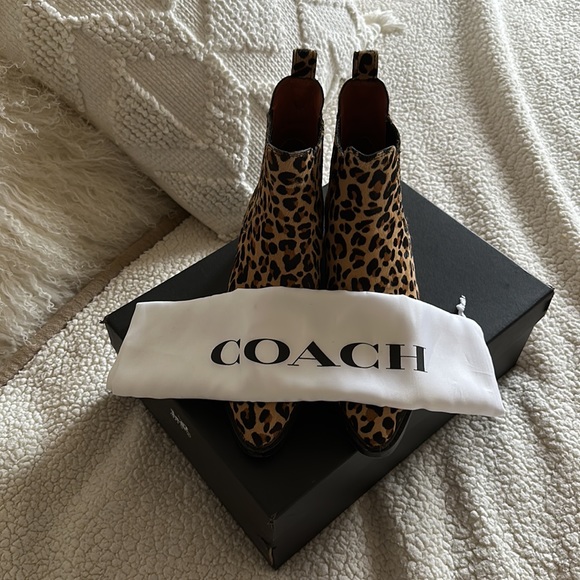Coach Shoe Bowery Chelsea Boot Leopard Natural Haircalf 9 B - Picture 2 of 7